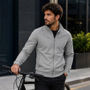 Jaqueta Esportiva Masculina Casual com Zíper e Gola Alta - Manga Longa Slim Cor Sólida para Inverno