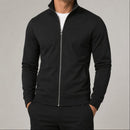 Jaqueta Esportiva Masculina Casual com Zíper e Gola Alta - Manga Longa Slim Cor Sólida para Inverno