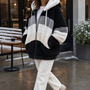 Jaqueta Feminina Oversize com Pelúcia e Capuz - Quente, Solta e Streetwear para Inverno