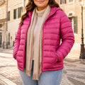 Jaqueta Puffer Feminina com Capuz - Ultra Leve, Embalável e Plus Size até 7XL para Inverno