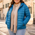 Jaqueta Puffer Feminina com Capuz - Ultra Leve, Embalável e Plus Size até 7XL para Inverno