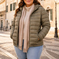 Jaqueta Puffer Feminina com Capuz - Ultra Leve, Embalável e Plus Size até 7XL para Inverno