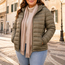 Jaqueta Puffer Feminina com Capuz - Ultra Leve, Embalável e Plus Size até 7XL para Inverno