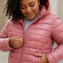 Jaqueta Puffer Feminina com Capuz - Ultra Leve, Embalável e Plus Size até 7XL para Inverno