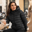 Jaqueta Puffer Feminina Impermeável com Touca Removível - Bobojaco Quente para Inverno