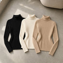 Kit 3 Blusas Tricot Feminina Gola Alta Canelada - Básica e Versátil para Inverno