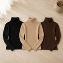 Kit 3 Blusas Tricot Feminina Gola Alta Canelada - Básica e Versátil para Inverno