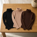 Kit 3 Blusas Tricot Feminina Gola Alta Canelada - Básica e Versátil para Inverno