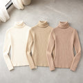 Kit 3 Blusas Tricot Feminina Gola Alta Canelada - Básica e Versátil para Inverno
