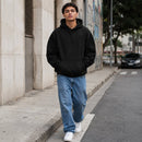 Moletom Unissex com Capuz Oversize Cor Sólida - Hoodie Pulôver Casual para Outono e Inverno