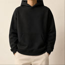 Moletom Unissex com Capuz Oversize Cor Sólida - Hoodie Pulôver Casual para Outono e Inverno