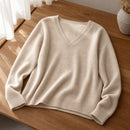 Pulôver Feminino Caxemira Decote V com Renda - Macio, Elegante e Quente para Inverno