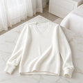 Pulôver Feminino Caxemira Decote V com Renda - Macio, Elegante e Quente para Inverno