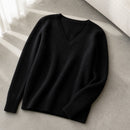 Pulôver Feminino Caxemira Decote V com Renda - Macio, Elegante e Quente para Inverno