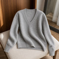 Pulôver Feminino Caxemira Decote V com Renda - Macio, Elegante e Quente para Inverno