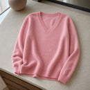 Pulôver Feminino Caxemira Decote V com Renda - Macio, Elegante e Quente para Inverno