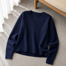Pulôver Feminino Caxemira Decote V com Renda - Macio, Elegante e Quente para Inverno