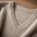 Pulôver Feminino Caxemira Decote V com Renda - Macio, Elegante e Quente para Inverno