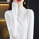 Suéter Feminino de Caxemira com Gola Semi Alta - Macio, Quente e Elegante para Inverno