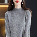 Suéter Feminino de Caxemira com Gola Semi Alta - Macio, Quente e Elegante para Inverno