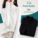 Suéter Feminino de Caxemira com Gola Semi Alta - Macio, Quente e Elegante para Inverno