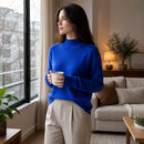 Suéter Feminino de Caxemira com Gola Semi Alta - Macio, Quente e Elegante para Inverno