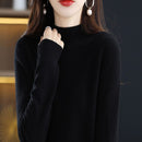 Suéter Feminino de Caxemira com Gola Semi Alta - Macio, Quente e Elegante para Inverno
