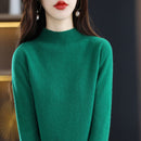 Suéter Feminino de Caxemira com Gola Semi Alta - Macio, Quente e Elegante para Inverno