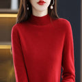 Suéter Feminino de Caxemira com Gola Semi Alta - Macio, Quente e Elegante para Inverno