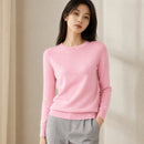 Suéter Feminino de Cashmere Slim Decote Redondo - Pulôver Térmico Manga Longa para Outono e Inverno