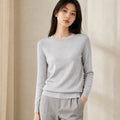 Suéter Feminino de Cashmere Slim Decote Redondo - Pulôver Térmico Manga Longa para Outono e Inverno