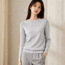 Suéter Feminino de Cashmere Slim Decote Redondo - Pulôver Térmico Manga Longa para Outono e Inverno