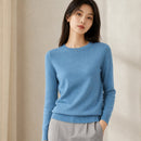 Suéter Feminino de Cashmere Slim Decote Redondo - Pulôver Térmico Manga Longa para Outono e Inverno