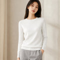 Suéter Feminino de Cashmere Slim Decote Redondo - Pulôver Térmico Manga Longa para Outono e Inverno