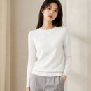 Suéter Feminino de Cashmere Slim Decote Redondo - Pulôver Térmico Manga Longa para Outono e Inverno