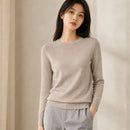 Suéter Feminino de Cashmere Slim Decote Redondo - Pulôver Térmico Manga Longa para Outono e Inverno