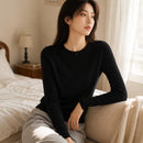 Suéter Feminino de Cashmere Slim Decote Redondo - Pulôver Térmico Manga Longa para Outono e Inverno