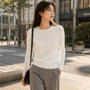 Suéter Feminino de Cashmere Slim Decote Redondo - Pulôver Térmico Manga Longa para Outono e Inverno