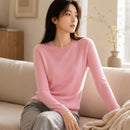 Suéter Feminino de Cashmere Slim Decote Redondo - Pulôver Térmico Manga Longa para Outono e Inverno