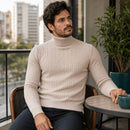 Suéter Masculino de Gola Alta em Malha Quente – Pulôver Casual de Inverno