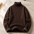 Suéter Masculino Gola Alta Slim - Malha Anti-pilling Quente para Inverno