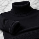 Suéter Masculino Gola Alta Slim - Malha Anti-pilling Quente para Inverno