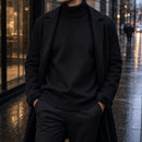 Suéter Masculino Gola Alta Slim - Malha Anti-pilling Quente para Inverno