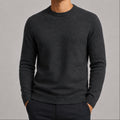 Suéter Masculino Tricô Padrão Diamante Decote Redondo - Casual Manga Longa Versátil para Inverno