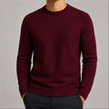 Suéter Masculino Tricô Padrão Diamante Decote Redondo - Casual Manga Longa Versátil para Inverno