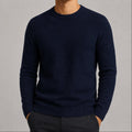 Suéter Masculino Tricô Padrão Diamante Decote Redondo - Casual Manga Longa Versátil para Inverno