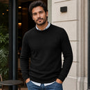 Suéter Masculino Tricô Padrão Diamante Decote Redondo - Casual Manga Longa Versátil para Inverno