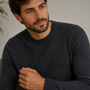 Suéter Masculino Tricô Padrão Diamante Decote Redondo - Casual Manga Longa Versátil para Inverno